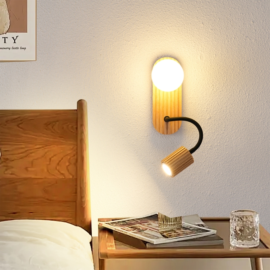 Brilagi - Lámpara de pared MODERN WOOD 1xG9/5W/230V + 1xGU10/8W madera