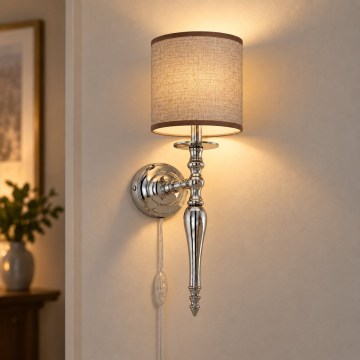BRILAGI - Lámpara de pared NUBILA 1xE27/60W/230V cromo brillante/marrón