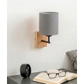 Brilagi - Lámpara de pared NUBILA WOOD 1xE27/25W/230V roble/negro/gris claro