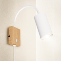 BRILAGI - Lámpara de pared orientable con interruptor SELE 1xGU10/30W/230V blanca/acabado en roble