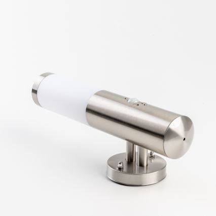 BRILAGI - Lámpara de pared exterior ELIA con sensor 1x E27/20W/230V IP44 cromo mate
