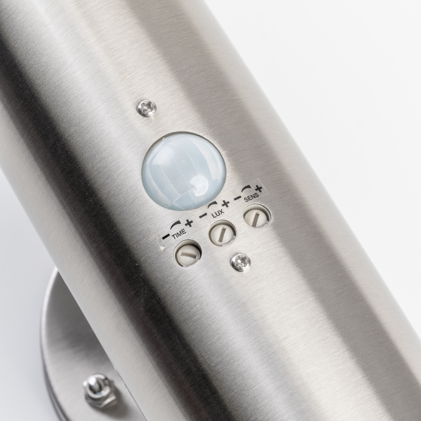 BRILAGI - Lámpara de pared exterior ELIA con sensor 1x E27/20W/230V IP44 cromo mate