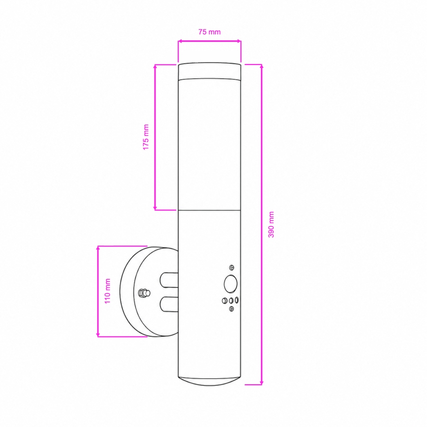 BRILAGI - Lámpara de pared exterior ELIA con sensor 1x E27/20W/230V IP44 cromo mate