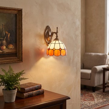 Brilagi - Lámpara de pared Tiffany con vidriera SIENNA 1xE14/40W/230V