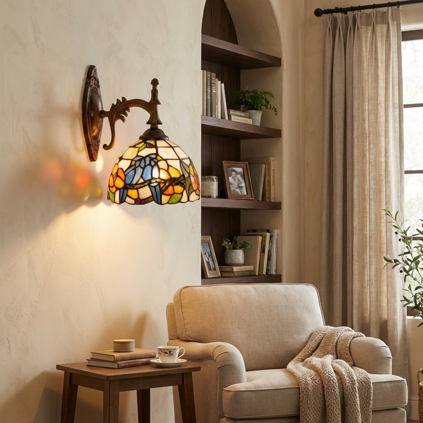 Brilagi - Lámpara de pared Tiffany con vitral JUNGLE 1xE14/40W/230V