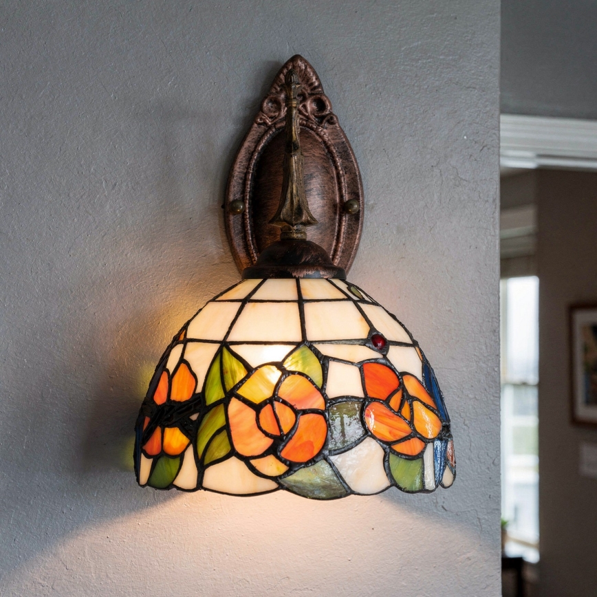 Brilagi - Lámpara de pared Tiffany con vitral JUNGLE 1xE14/40W/230V
