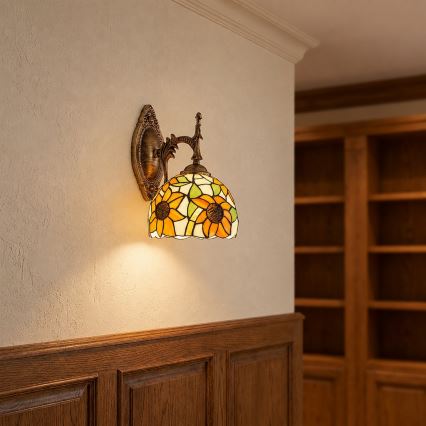 BRILAGI - Lámpara de pared Tiffany de vitral GIRASOL 1xE14/40W/230V