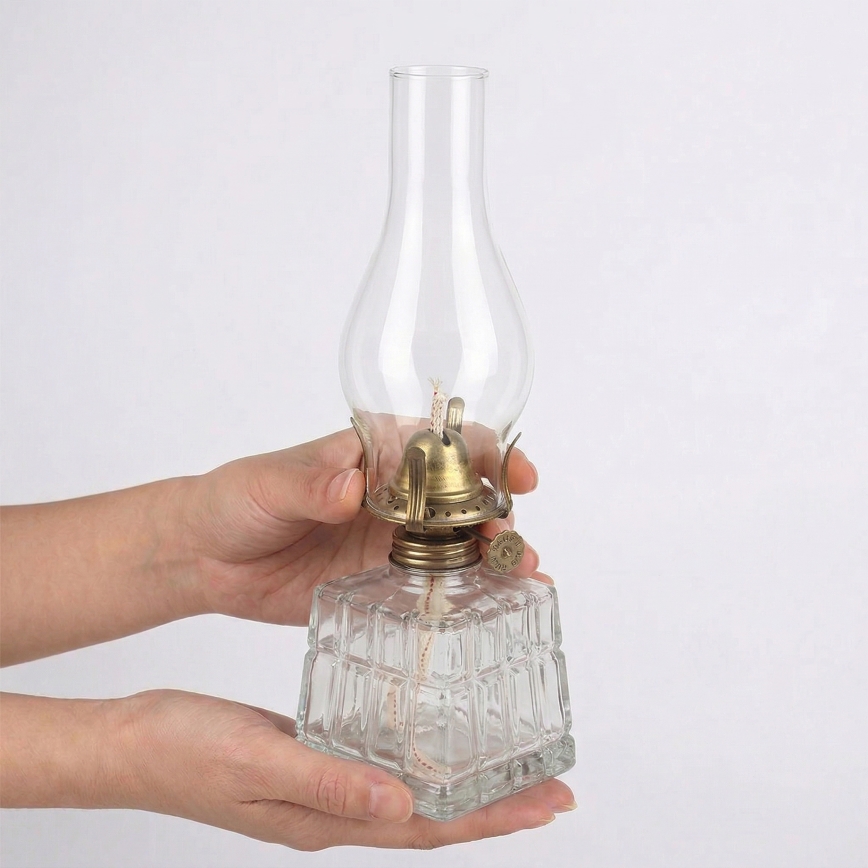 Brilagi - Lámpara de petróleo MERLIN transparente/dorada/pátina