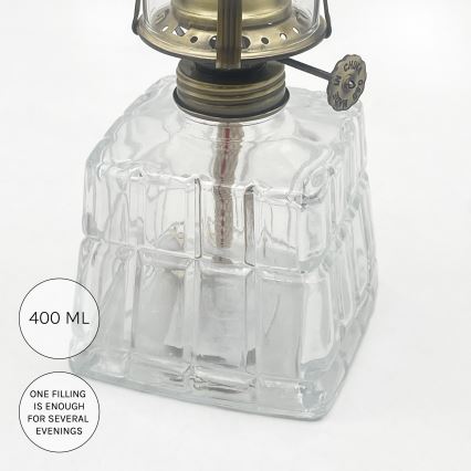 Brilagi - Lámpara de petróleo MERLIN transparente/dorada/pátina