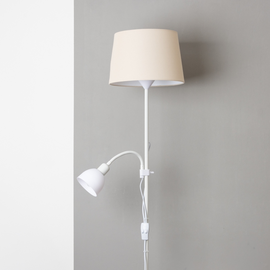 Brilagi - Lámpara de pie CERIA 1xE27/100W/230V + 1xE14/25W blanca/beige