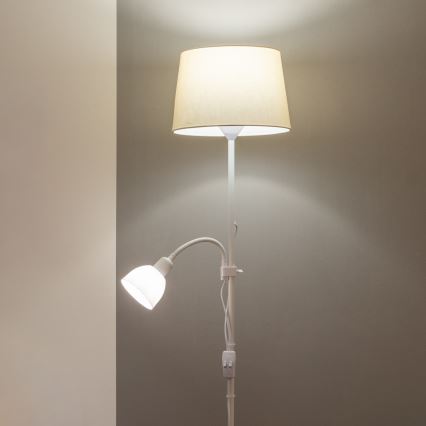 Brilagi - Lámpara de pie CERIA 1xE27/100W/230V + 1xE14/25W blanca/beige