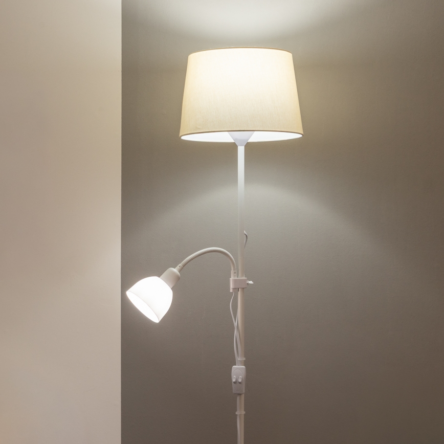 Brilagi - Lámpara de pie CERIA 1xE27/100W/230V + 1xE14/25W blanca/beige