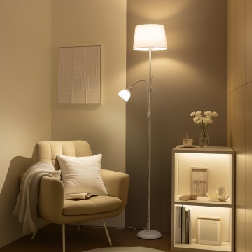 Brilagi - Lámpara de pie CERIA 1xE27/100W/230V + 1xE14/25W blanca