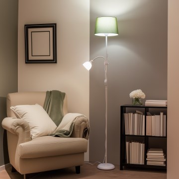 Brilagi - Lámpara de pie CERIA 1xE27/100W/230V + 1xE14/25W blanca/verde