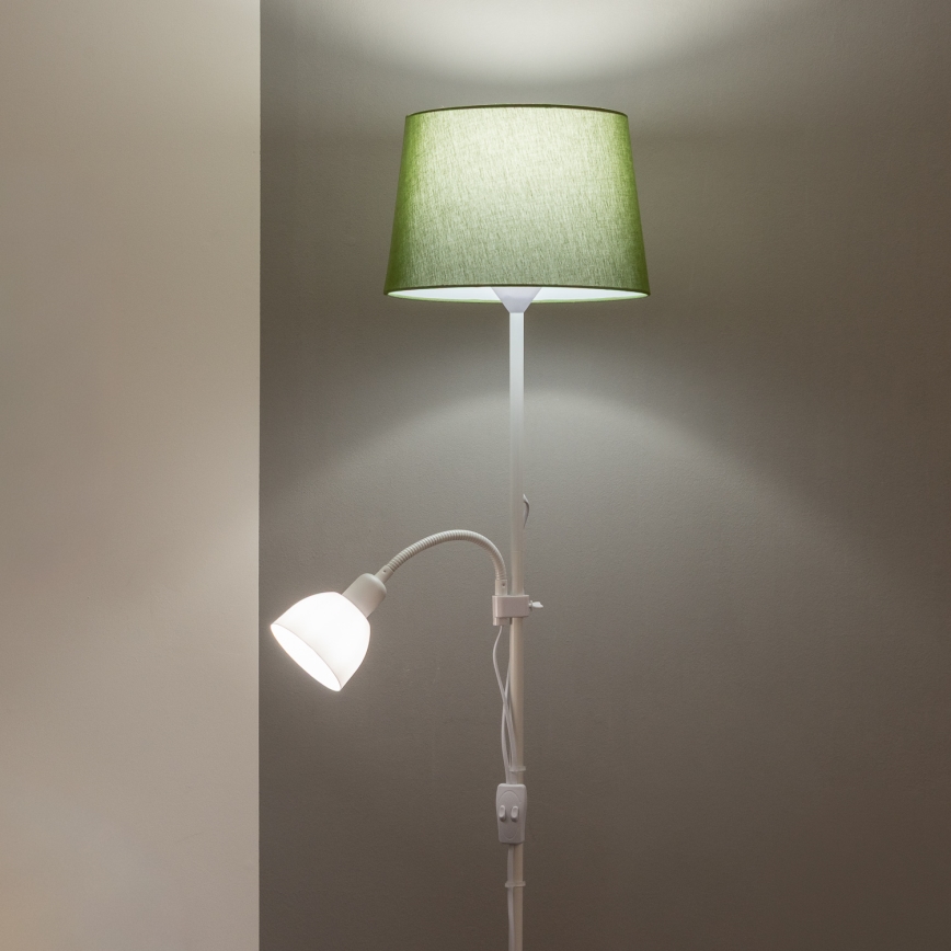 Brilagi - Lámpara de pie CERIA 1xE27/100W/230V + 1xE14/25W blanca/verde