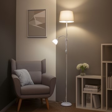 Brilagi - Lámpara de pie CERIA 1xE27/100W/230V + 1xE14/25W blanco/gris