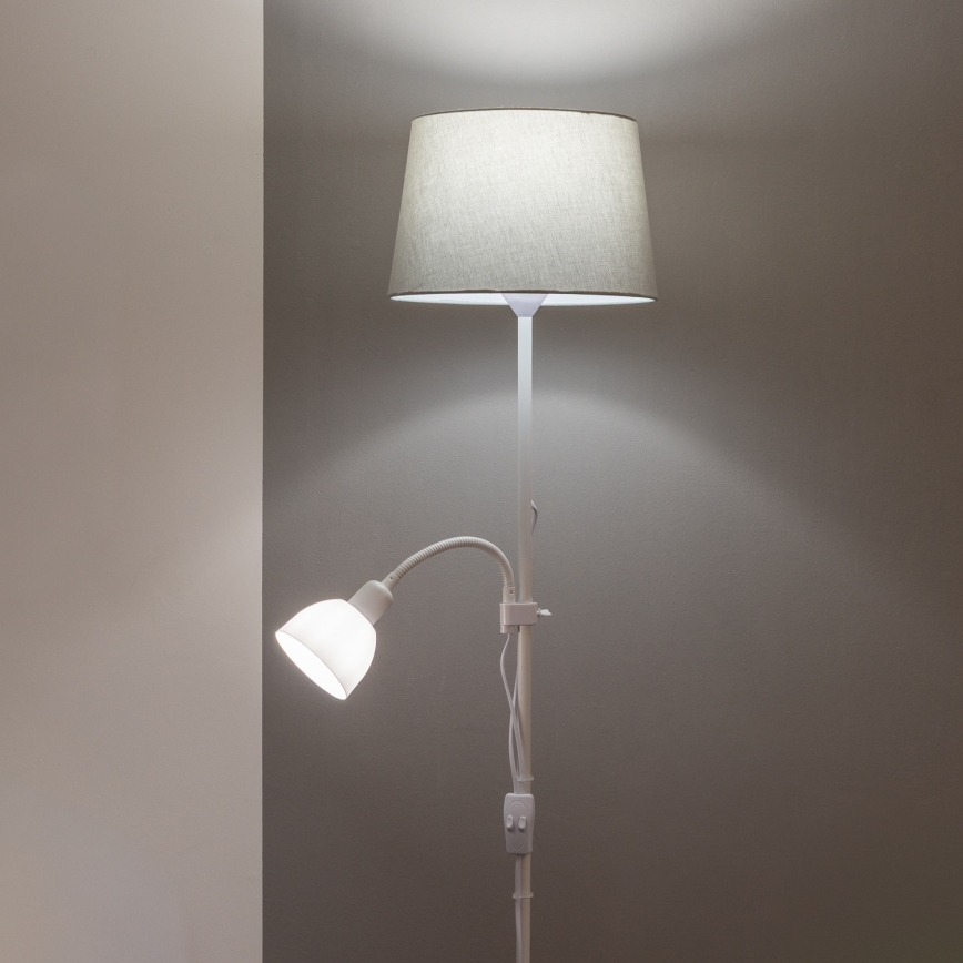 Brilagi - Lámpara de pie CERIA 1xE27/100W/230V + 1xE14/25W blanco/gris
