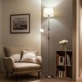 Brilagi - Lámpara de pie CERIA 1xE27/100W/230V + 1xE14/25W cromo mate/beige