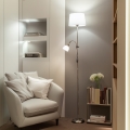 Brilagi - Lámpara de pie CERIA 1xE27/100W/230V + 1xE14/25W cromo mate/blanco