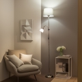 Brilagi - Lámpara de pie CERIA 1xE27/100W/230V + 1xE14/25W cromo mate/gris
