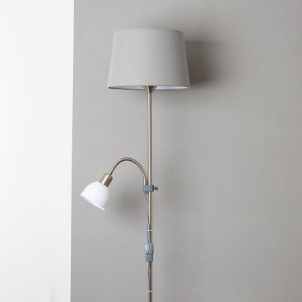 Brilagi - Lámpara de pie CERIA 1xE27/100W/230V + 1xE14/25W cromo mate/gris