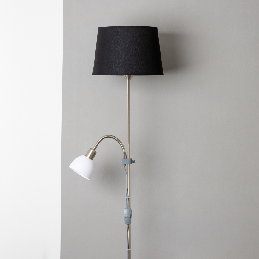 Brilagi - Lámpara de pie CERIA 1xE27/100W/230V + 1xE14/25W cromo mate/negro