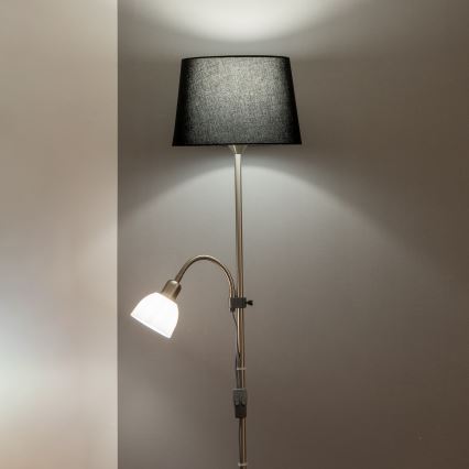 Brilagi - Lámpara de pie CERIA 1xE27/100W/230V + 1xE14/25W cromo mate/negro
