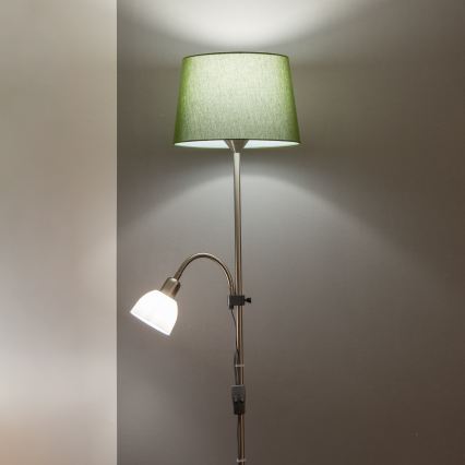 Brilagi - Lámpara de pie CERIA 1xE27/100W/230V + 1xE14/25W cromo mate/verde