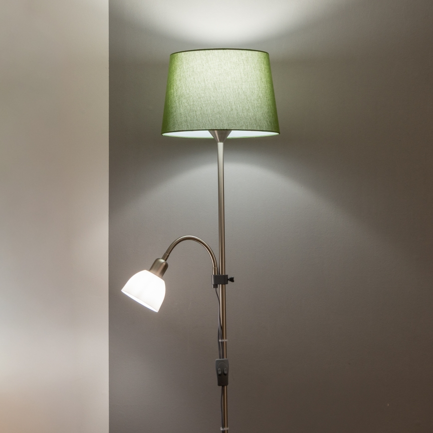 Brilagi - Lámpara de pie CERIA 1xE27/100W/230V + 1xE14/25W cromo mate/verde