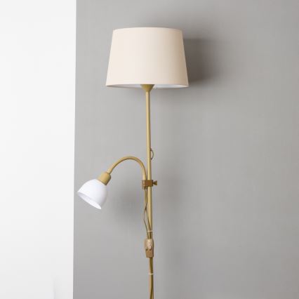 Brilagi - Lámpara de pie CERIA 1xE27/100W/230V + 1xE14/25W dorada/beige