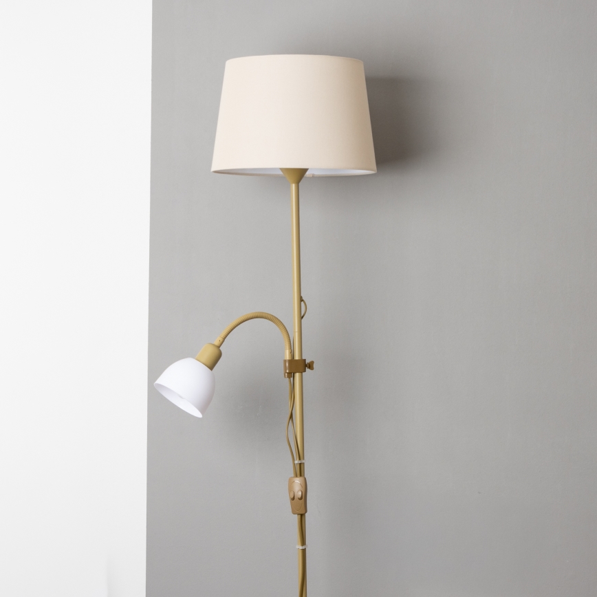 Brilagi - Lámpara de pie CERIA 1xE27/100W/230V + 1xE14/25W dorada/beige