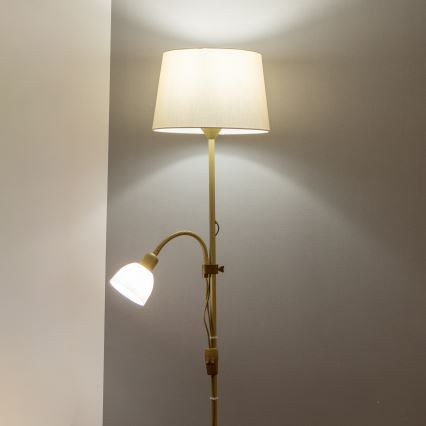 Brilagi - Lámpara de pie CERIA 1xE27/100W/230V + 1xE14/25W dorada/beige
