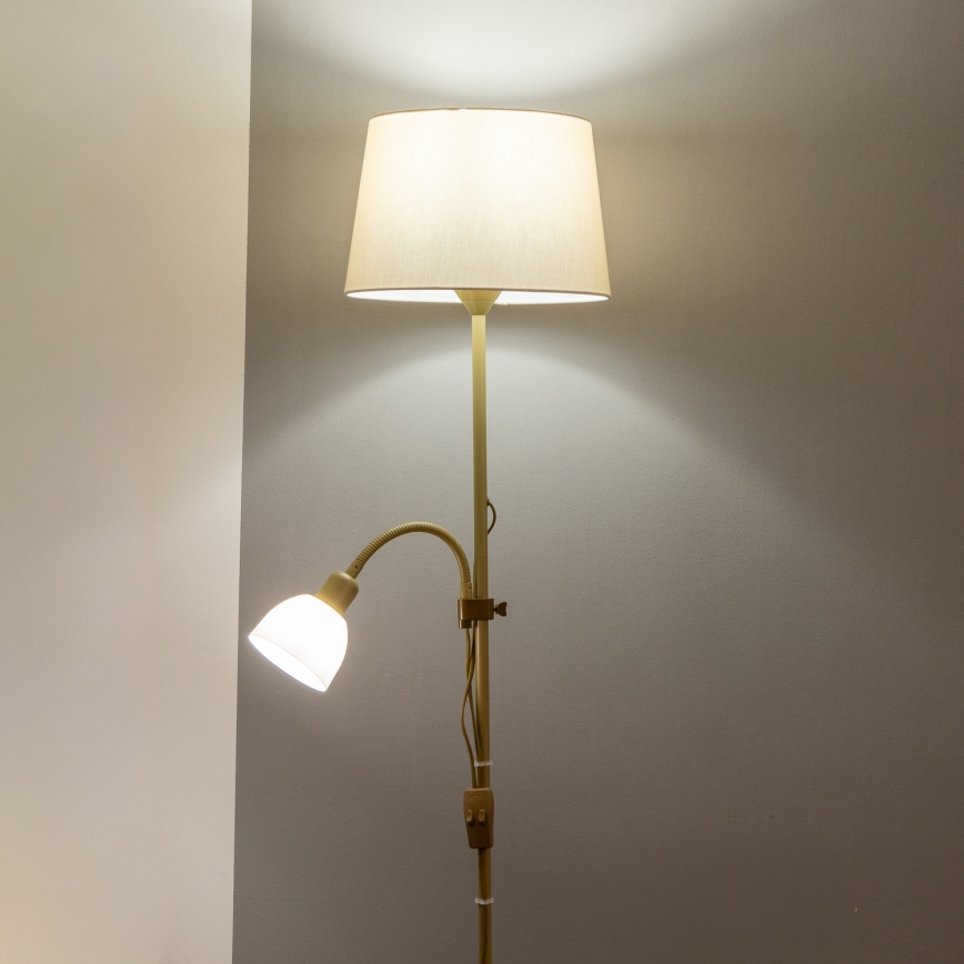 Brilagi - Lámpara de pie CERIA 1xE27/100W/230V + 1xE14/25W dorada/beige