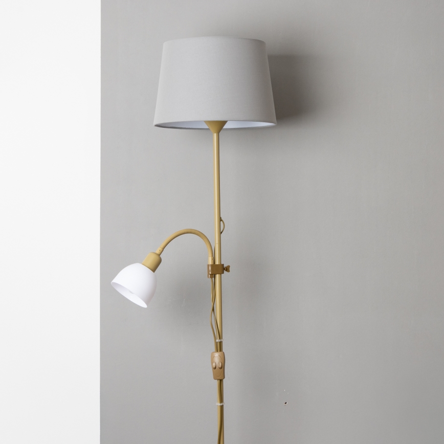 Brilagi - Lámpara de pie CERIA, 1xE27/100W/230V + 1xE14/25W, dorada/gris