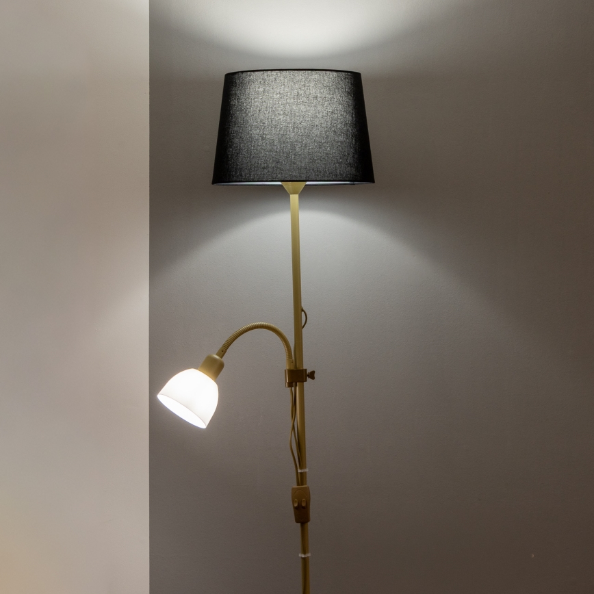 Brilagi - Lámpara de pie CERIA 1xE27/100W/230V + 1xE14/25W dorada/negra