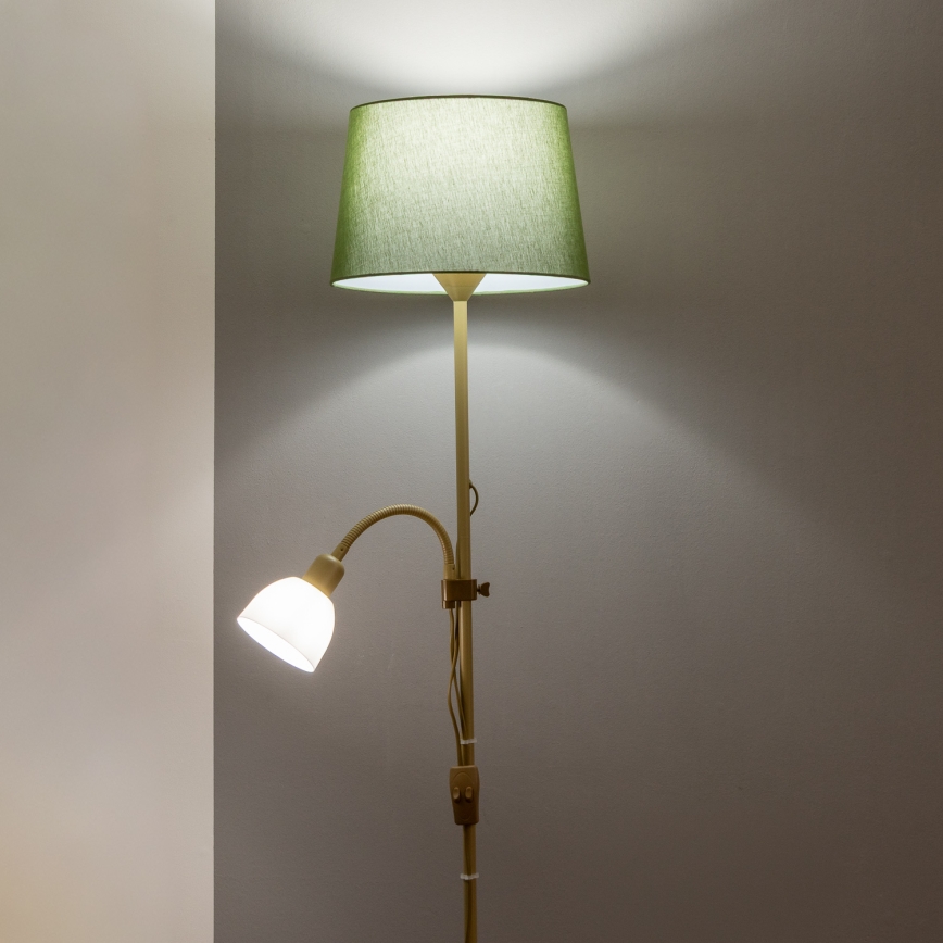 Brilagi - Lámpara de pie CERIA 1xE27/100W/230V + 1xE14/25W dorada/verde