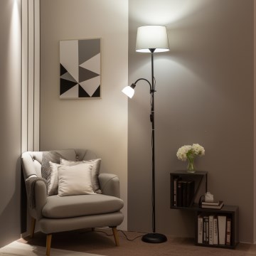 Brilagi - Lámpara de pie CERIA 1xE27/100W/230V + 1xE14/25W negra/gris