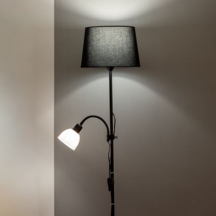 Brilagi - Lámpara de pie CERIA 1xE27/100W/230V + 1xE14/25W negra