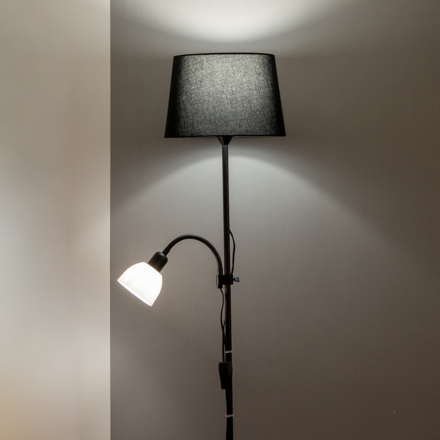Brilagi - Lámpara de pie CERIA 1xE27/100W/230V + 1xE14/25W negra