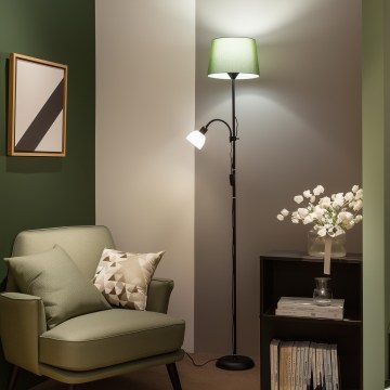 Brilagi - Lámpara de pie CERIA 1xE27/100W/230V + 1xE14/25W negra/verde