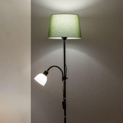 Brilagi - Lámpara de pie CERIA 1xE27/100W/230V + 1xE14/25W negra/verde
