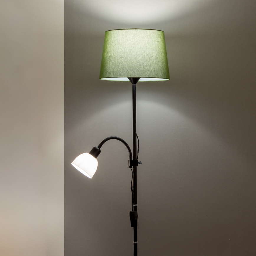 Brilagi - Lámpara de pie CERIA 1xE27/100W/230V + 1xE14/25W negra/verde