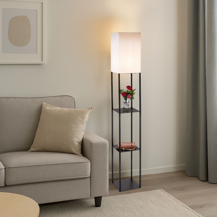 Brilagi - Lámpara de pie con estantes GRADUS 1xE27/40W/230V 150 cm negra/blanca