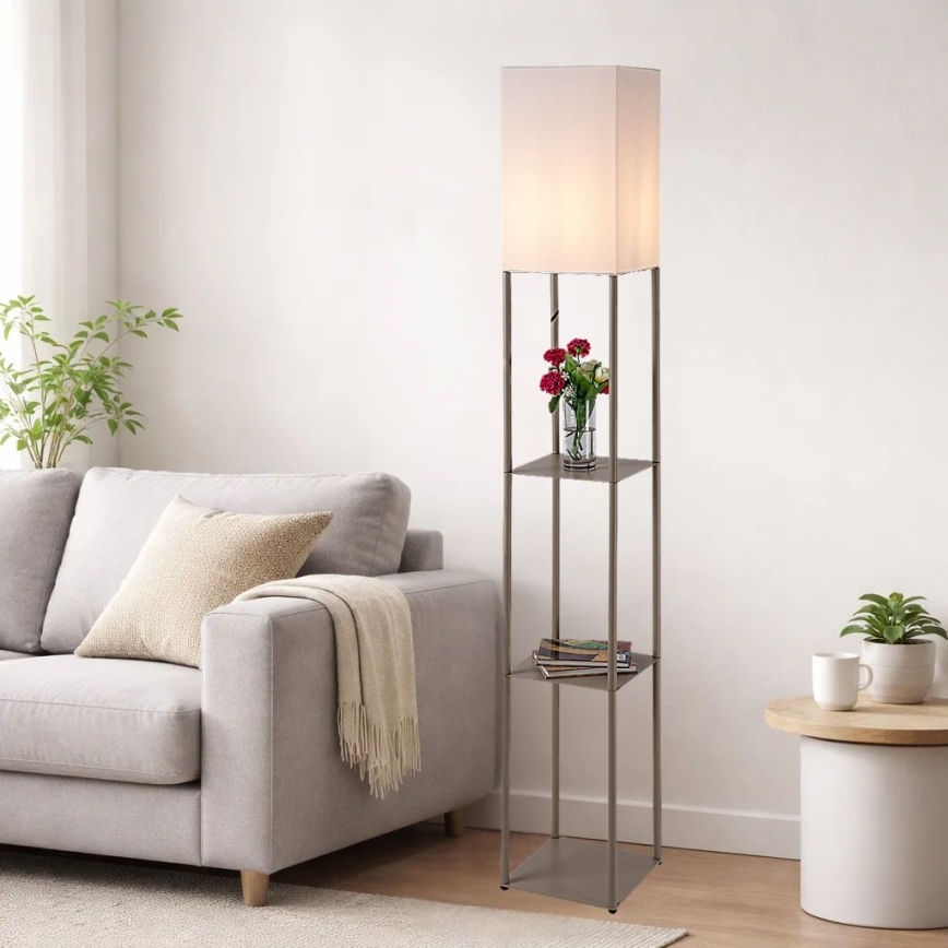 Brilagi - Lámpara de pie con repisas GRADUS 1xE27/40W/230V 150 cm gris/beige