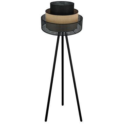 Brilagi - Lámpara de pie DAKOTA LUNETA 1xE27/15W/230V negra/rattán
