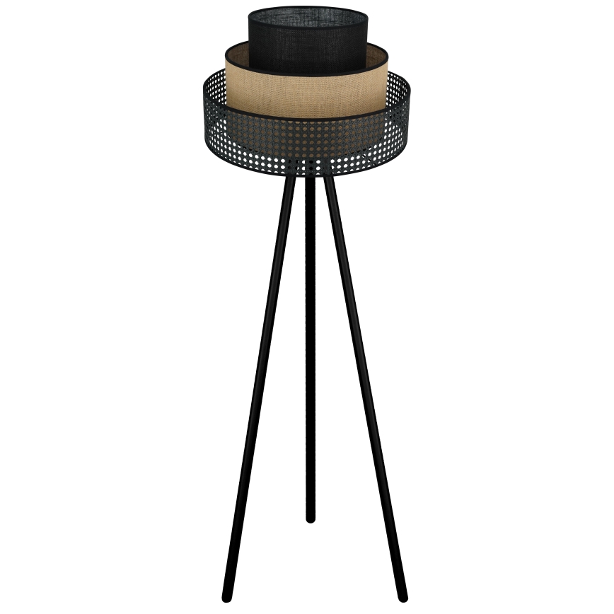 Brilagi - Lámpara de pie DAKOTA LUNETA 1xE27/15W/230V negra/rattán