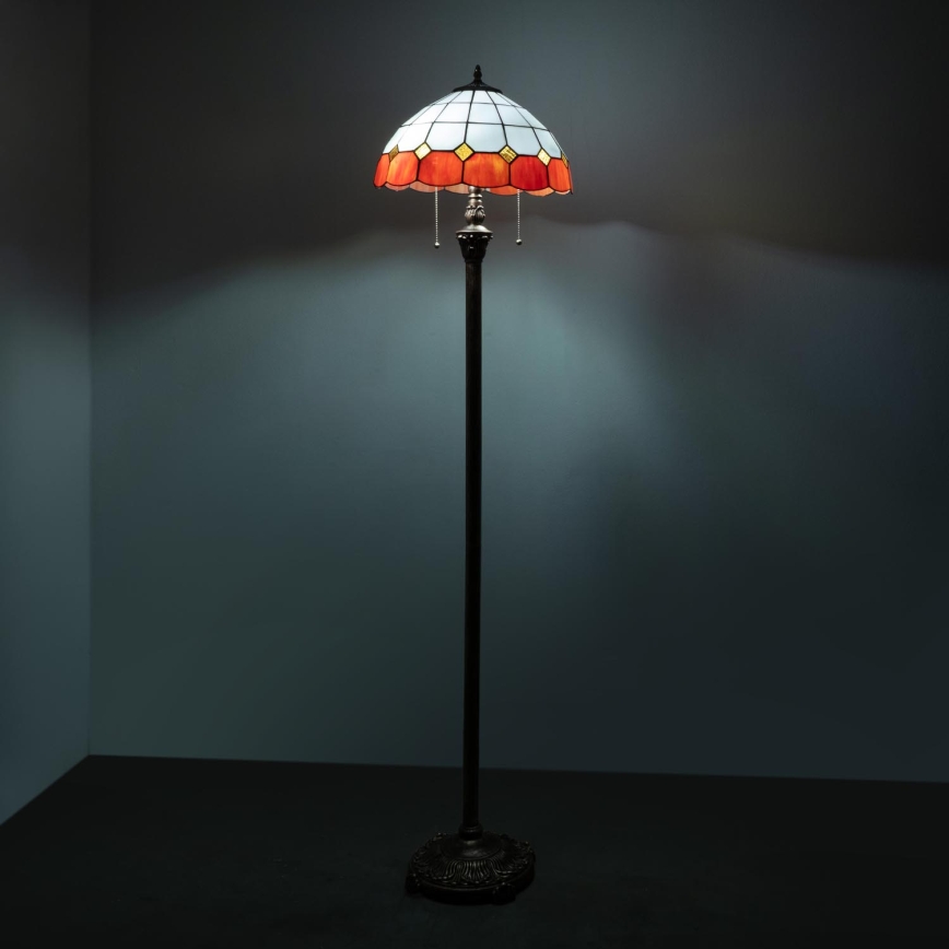 Brilagi - Lámpara de pie estilo Tiffany con vitral SIENNA 2xE27/60W/230V