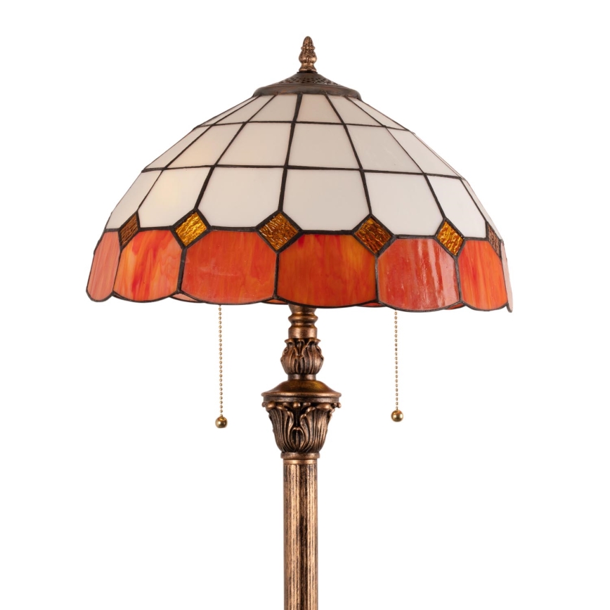 Brilagi - Lámpara de pie estilo Tiffany con vitral SIENNA 2xE27/60W/230V
