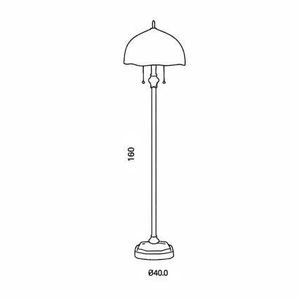 Brilagi - Lámpara de pie estilo Tiffany con vitral SIENNA 2xE27/60W/230V