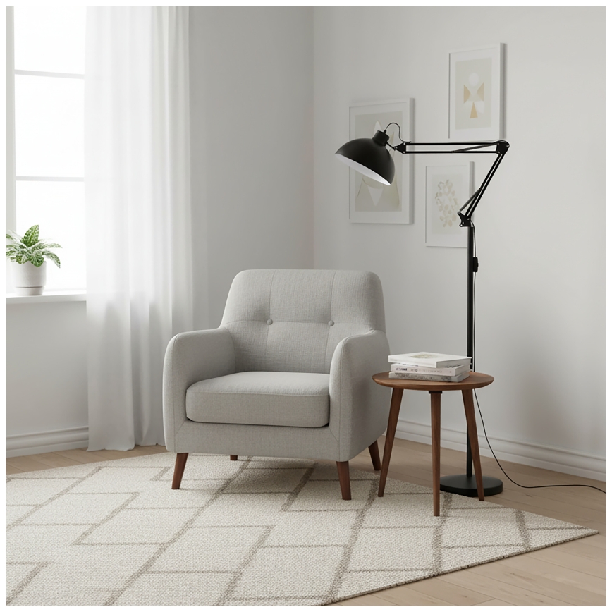 Brilagi - Lámpara de pie flexible TASKER, 1 x E27 (60 W), 230 V, 157 cm, negra